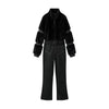 Down-filled Fur Patchwork Zip-up Thickened Fluffy Ski Jumpsuit