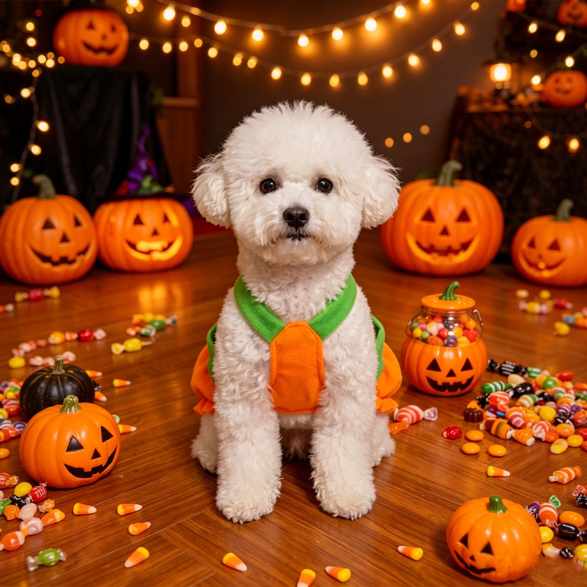 Halloween Pumpkin Pet Costume Dress