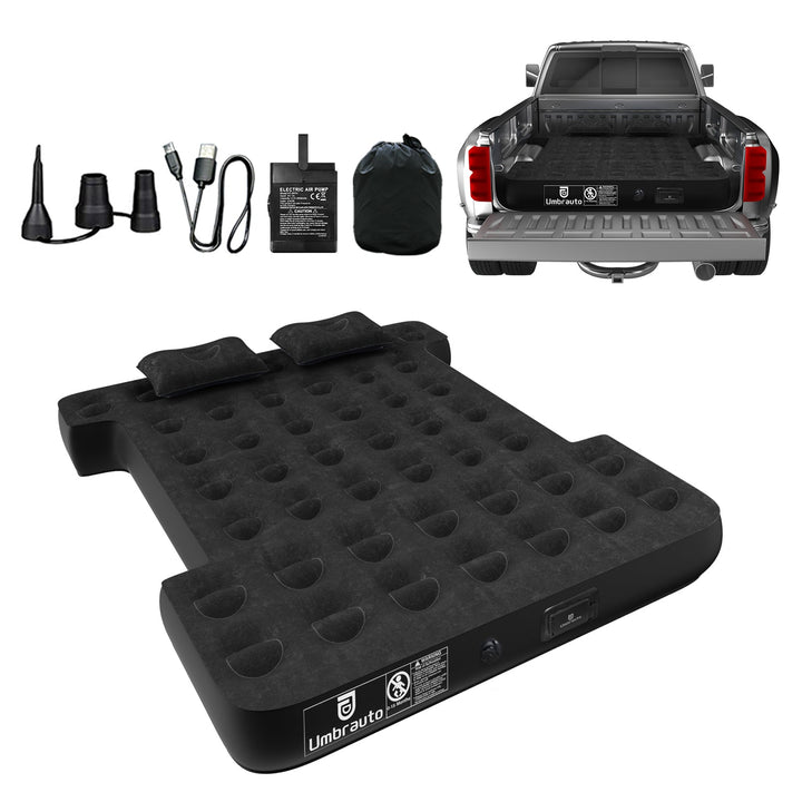 Umbrauto 5.5-5.8FT Full Size Truck Bed Mattress with Detachable Pump,Black/Grey