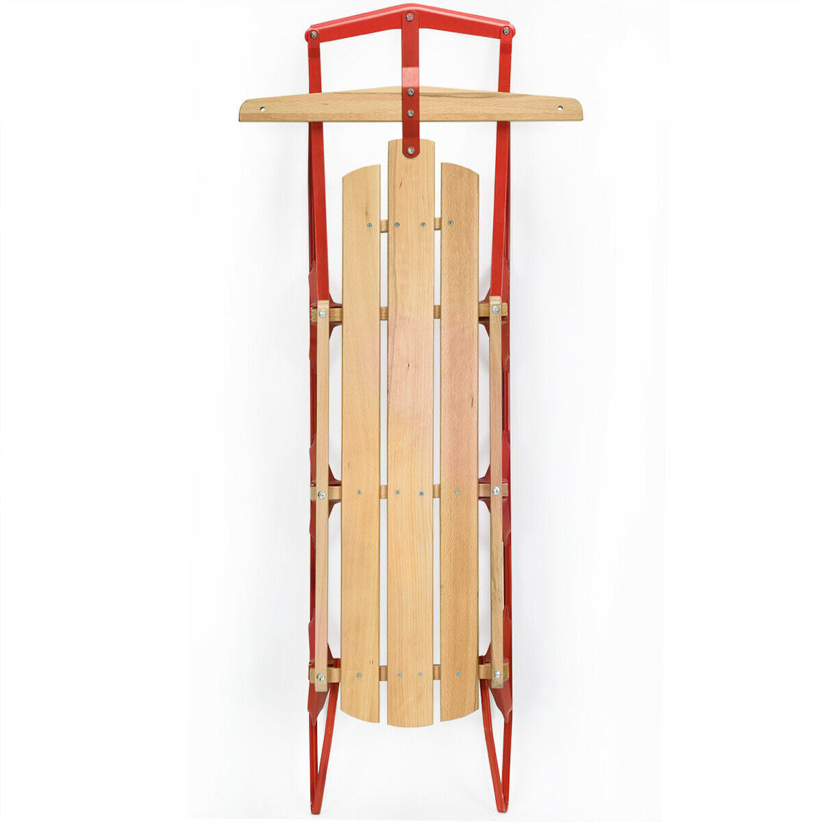 54 Inch Wooden Snow Sled With Metal Runners