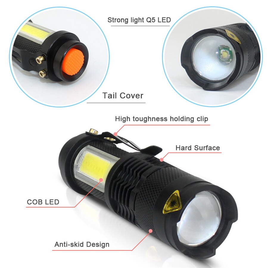 3800LM Waterproof Zoom LED Flashlight Outdoor Torch