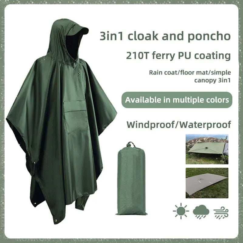 3 In 1 Waterproof Outdoor Rain Poncho