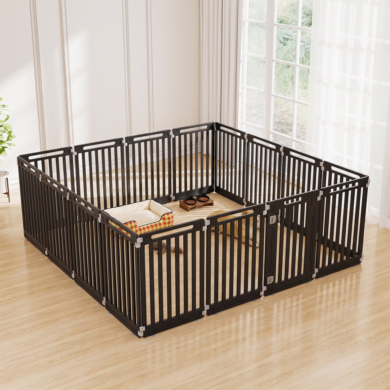 16-Panel Dog Playpen 31.5" Height Indoor Outdoor Pet Gate