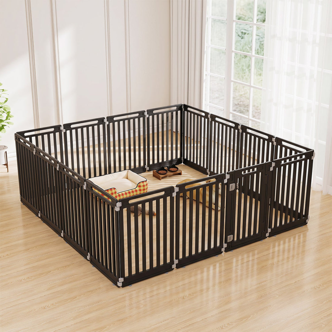 16-Panel Dog Playpen 31.5" Height Indoor Outdoor Pet Gate
