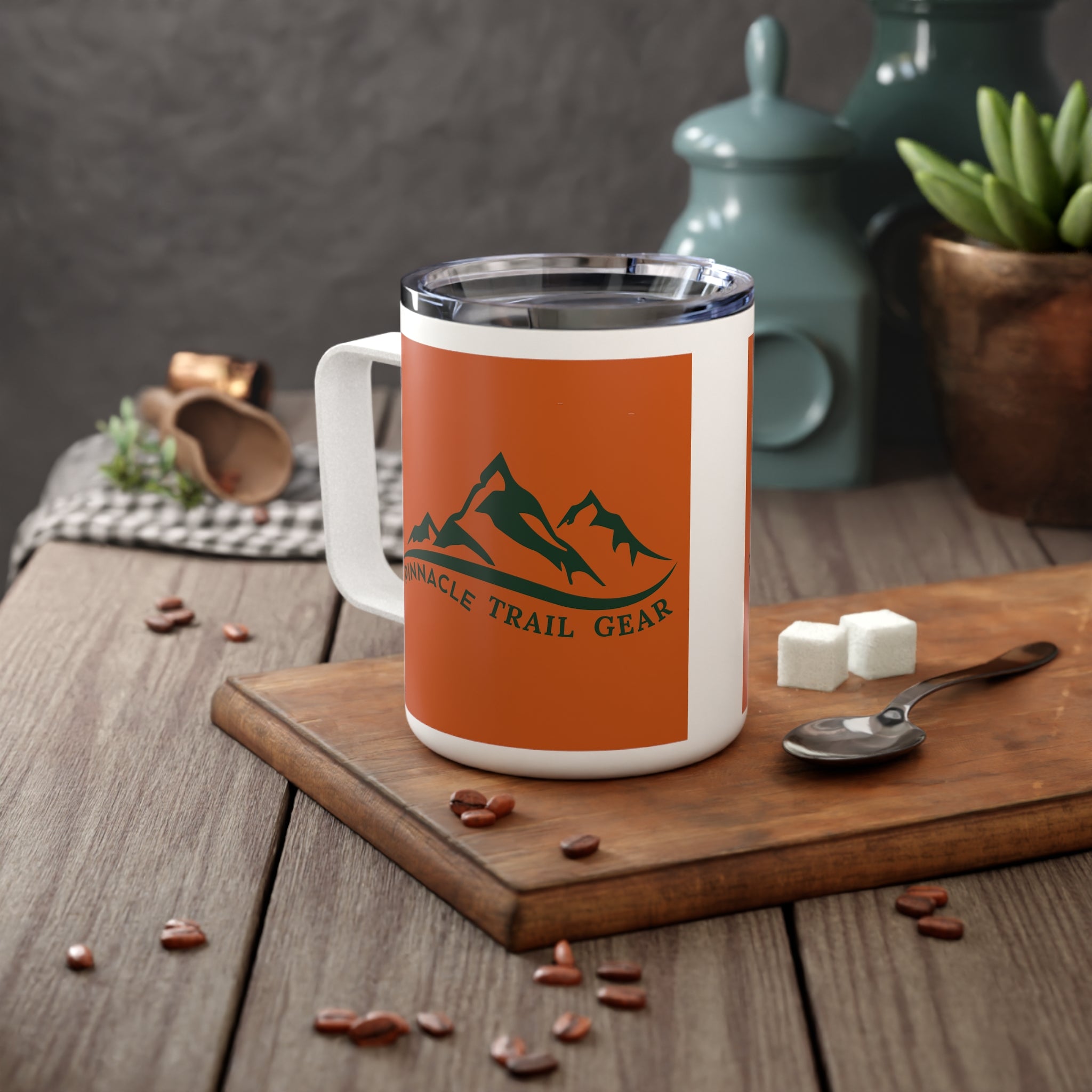 10oz Insulated Coffee Mug — Pinnacle Trail Gear Logo, Travel Tumbler for Hikers & Campers