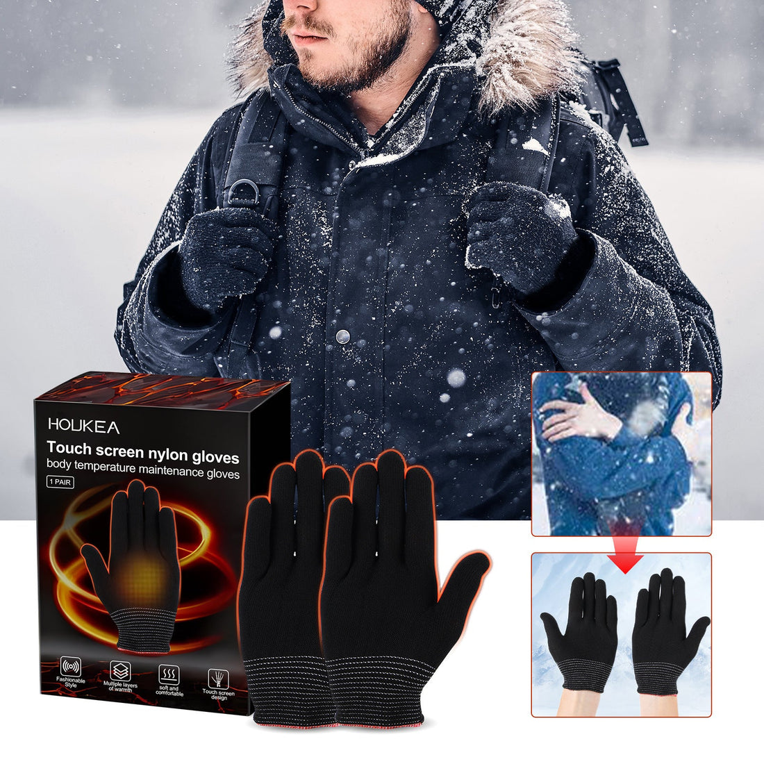 Nylon Winter Outdoor Ski Warmth Gloves