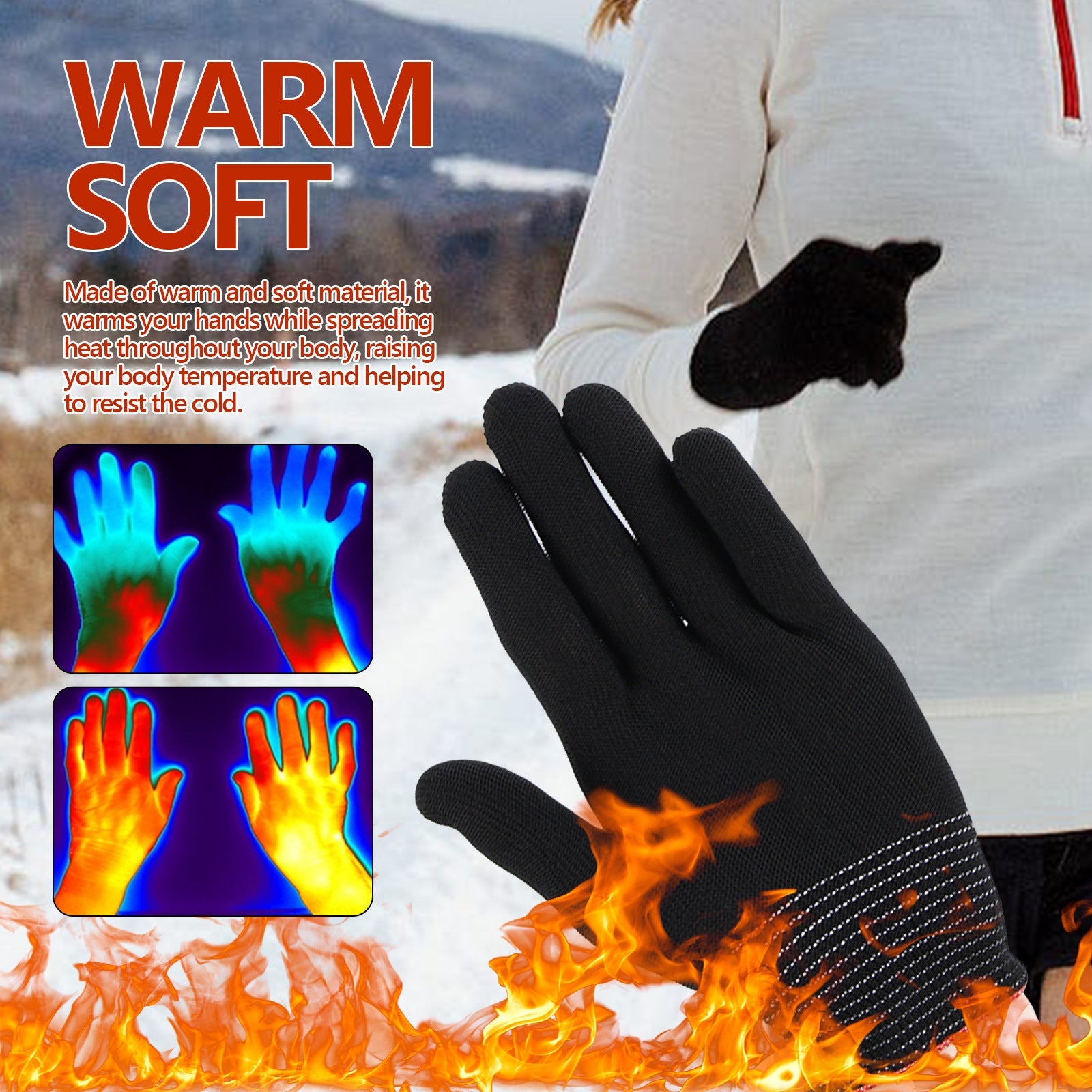 Nylon Winter Outdoor Ski Warmth Gloves