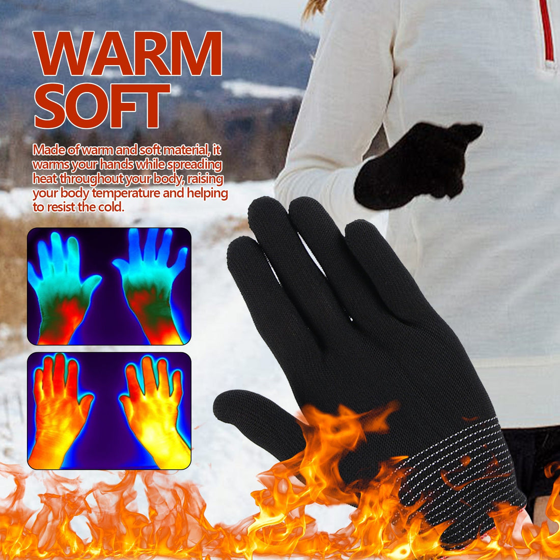 Nylon Winter Outdoor Ski Warmth Gloves