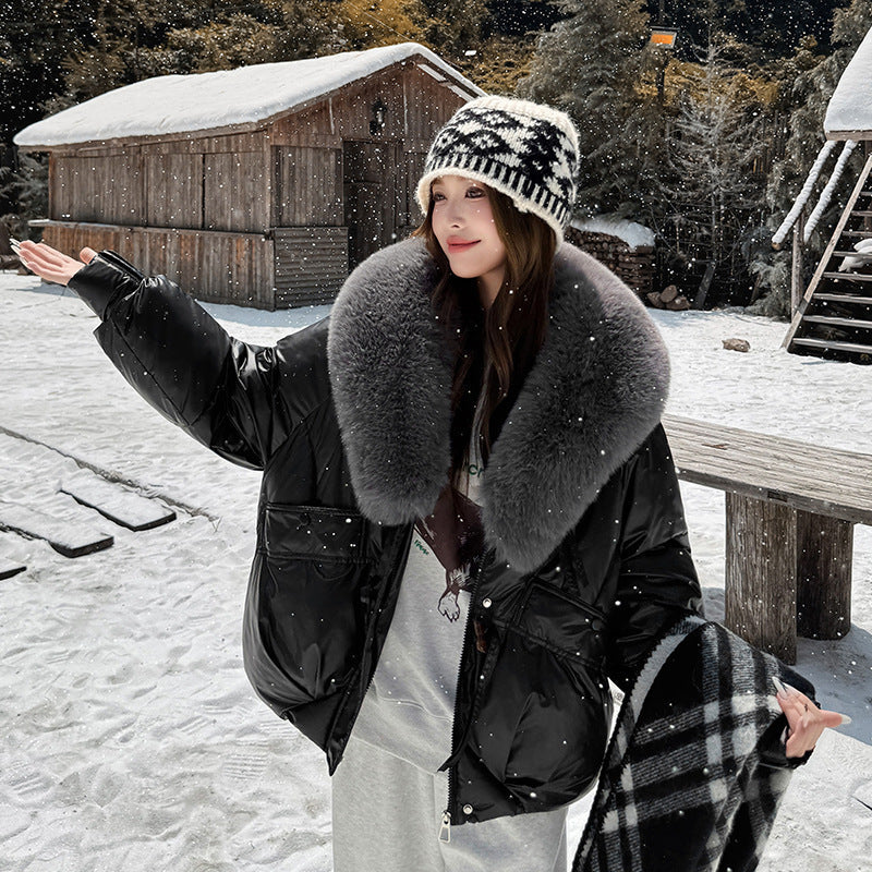 Big Fur Lapel Cotton-padded Coat Women