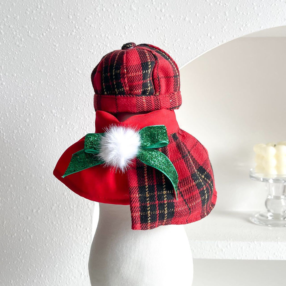 Christmas Dog or Cat Outfit Octagonal Hat And Scarf Set