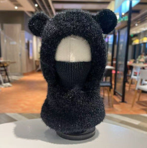 Warm, Windproof Knitted Wool Hat With Ear pom poms