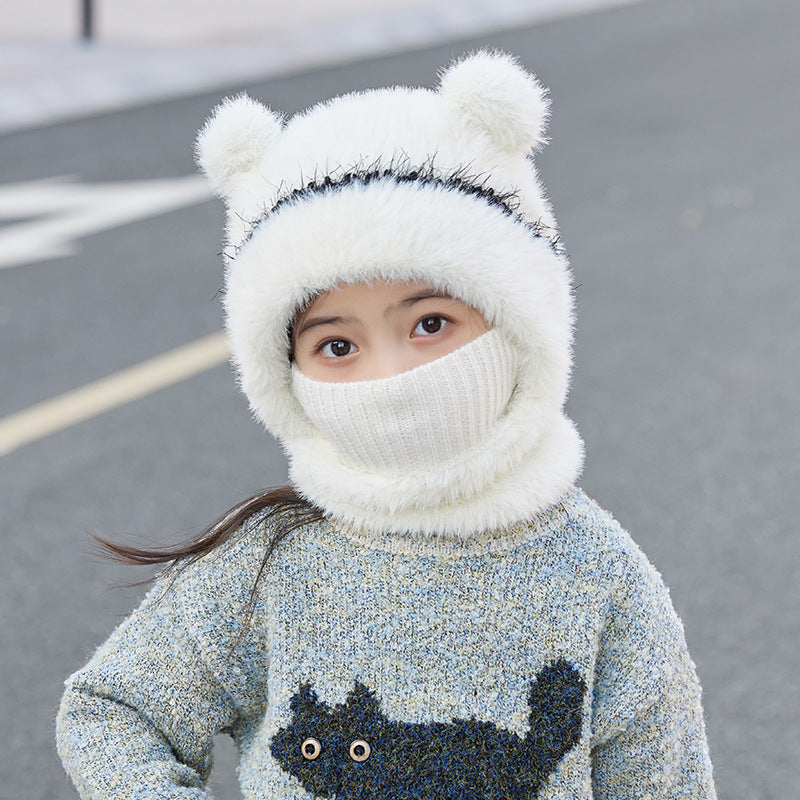 Warm, Windproof Knitted Wool Hat With Ear pom poms