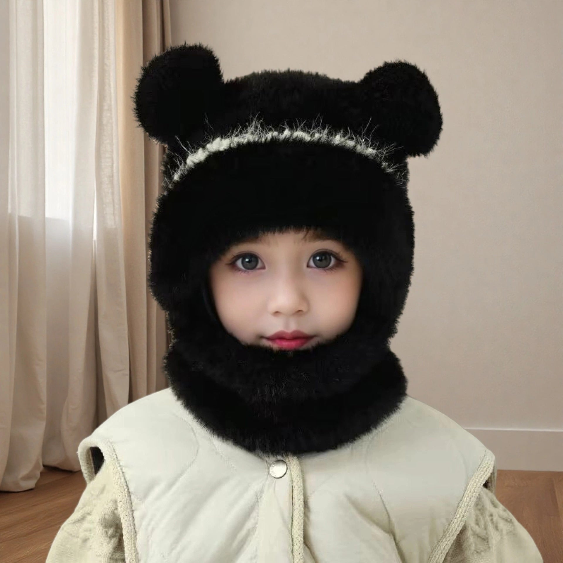 Warm, Windproof Knitted Wool Hat With Ear pom poms