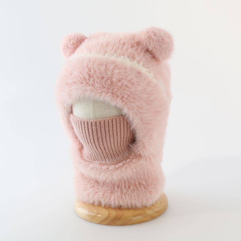 Warm, Windproof Knitted Wool Hat With Ear pom poms