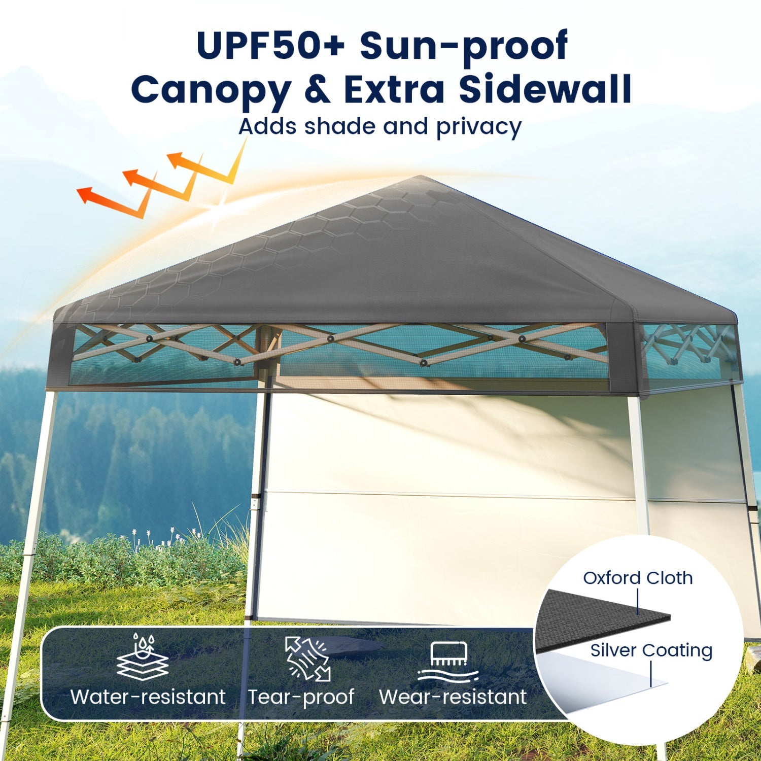 7 x 7 FT Pop-Up Canopy Tent with 1 Push Center Lock for Sports Picnic Camping