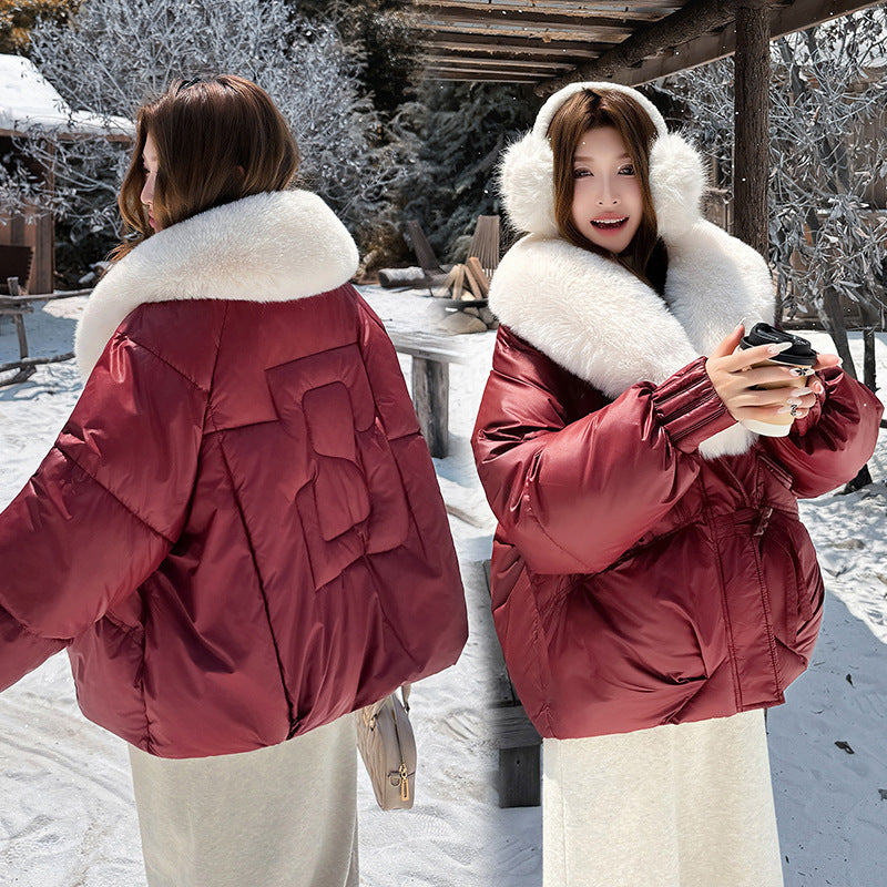 Big Fur Lapel Cotton-padded Coat Women