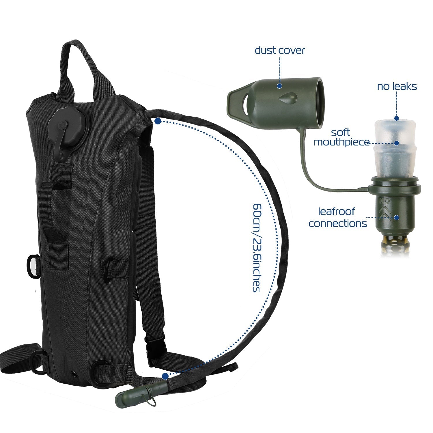 iMounTEK Tactical Hydration Pack 3L Water Bladder Adjustable Water Drink Backpack for Hiking Cycling Climbing Running