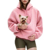 Amazon New European And American Autumn And Winter Cross-Border Pure Color Hooded Plush Pet Pocket Loose Pullover Sweatshirt For Women