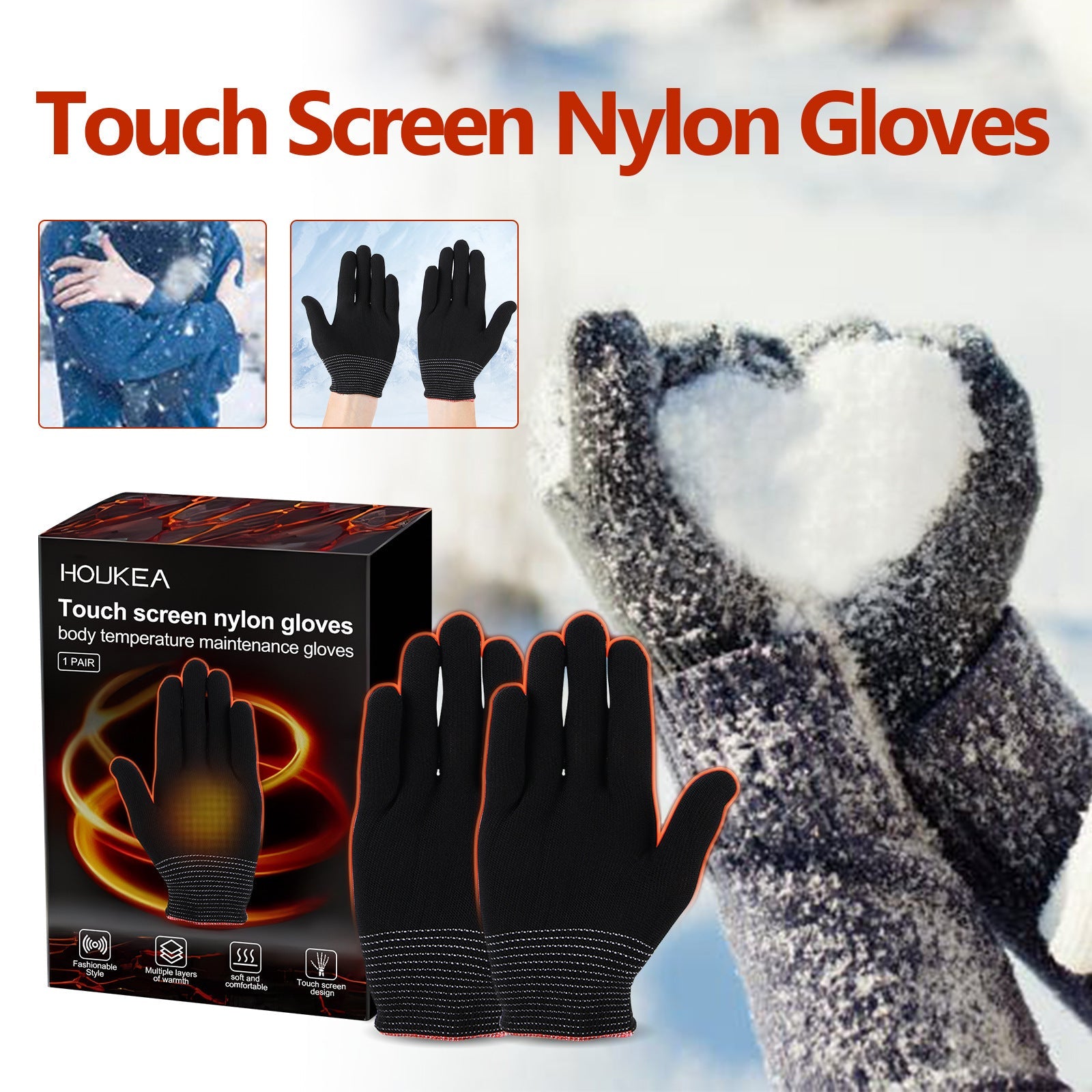 Nylon Winter Outdoor Ski Warmth Gloves