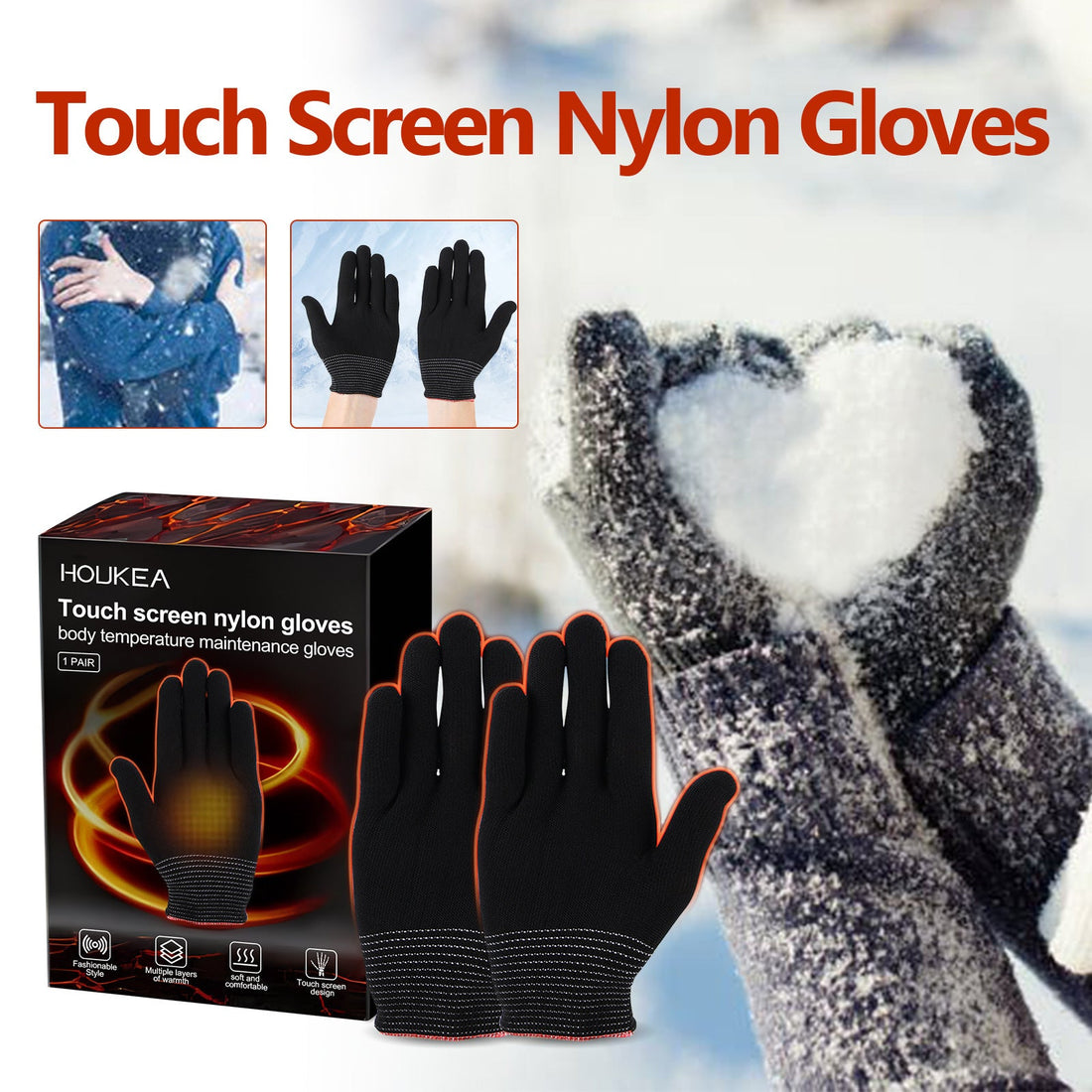 Nylon Winter Outdoor Ski Warmth Gloves