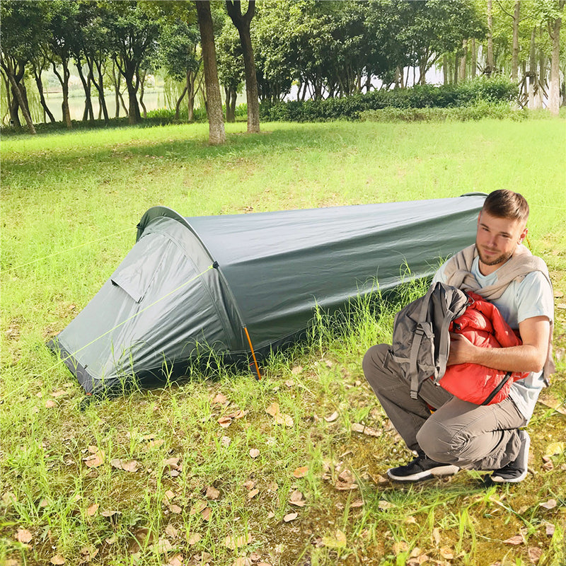 Lightweight single - person camping tent, outdoor camping sleeping bag, hiking travel gear