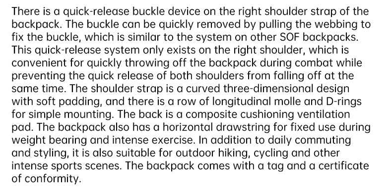 Russian Style Mammoth B Outdoor Assault Backpack