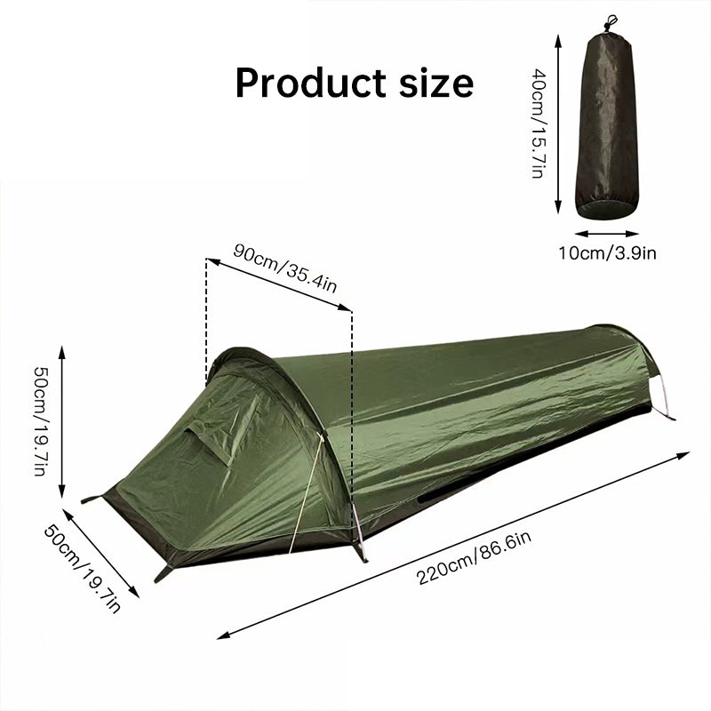 Lightweight single - person camping tent, outdoor camping sleeping bag, hiking travel gear