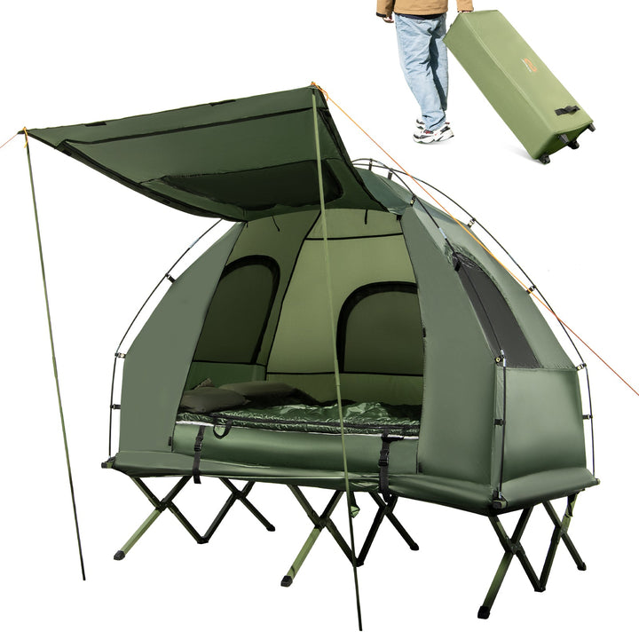 5-in-1 -(2)-Person Foldable Outdoor Camping Tent Cot with Air Mattress and Sleeping Bag