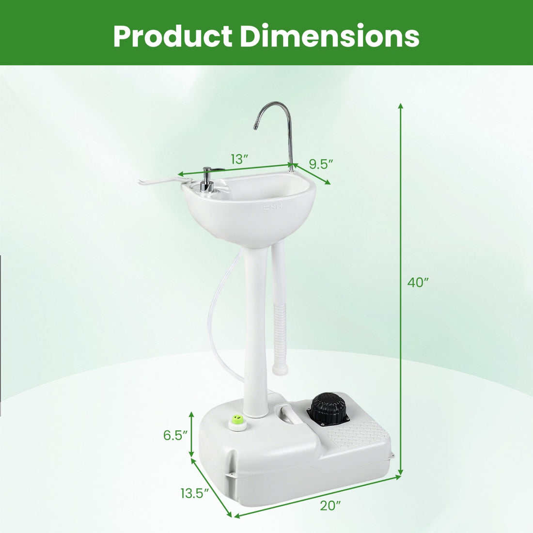 Portable Camping Sink with 4.5 Gallon Tank and Foot Pump