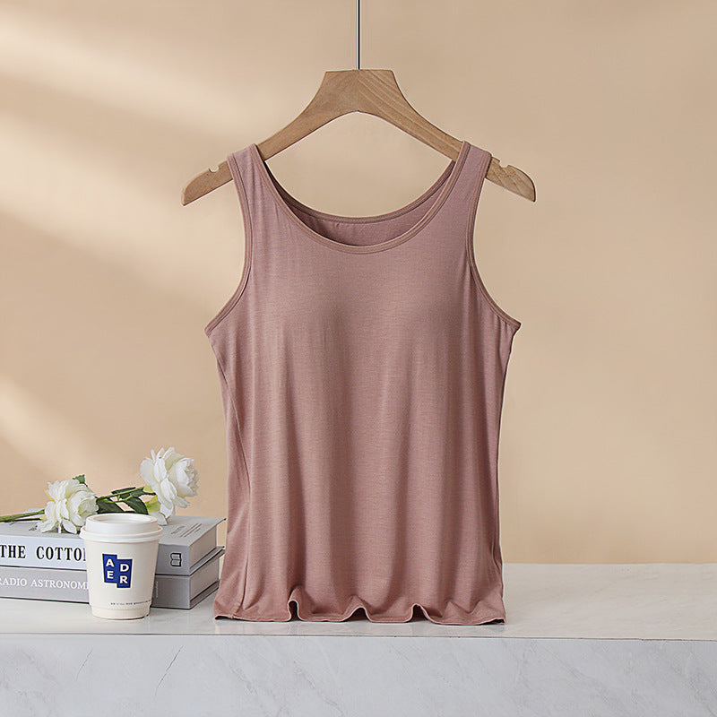 Women's Padded tank bra, Inner Layer, One-Piece Camisole, Slim-Fit, Figure-Flattering Modal Underwear For Summer