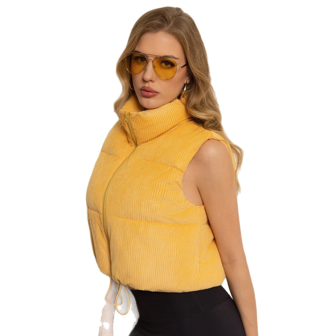 Cropped Stand-collar Sleeveless Jacket vest