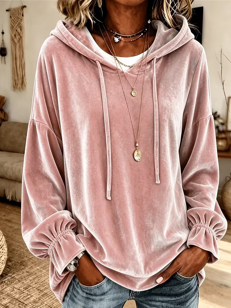 2026 European And American Women's Clothing Amazon Independent Station Hooded Sweater For Autumn And Winter Loose Drawstring Velvet Women's Clothing