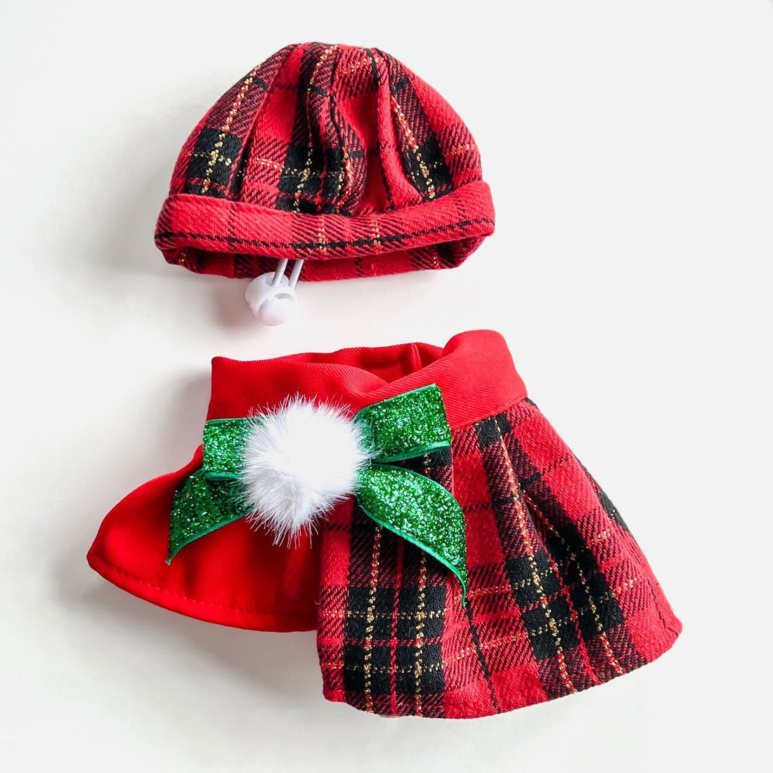 Christmas Dog or Cat Outfit Octagonal Hat And Scarf Set