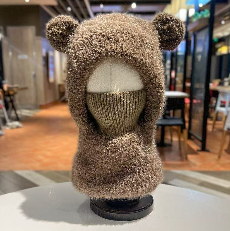 Warm, Windproof Knitted Wool Hat With Ear pom poms
