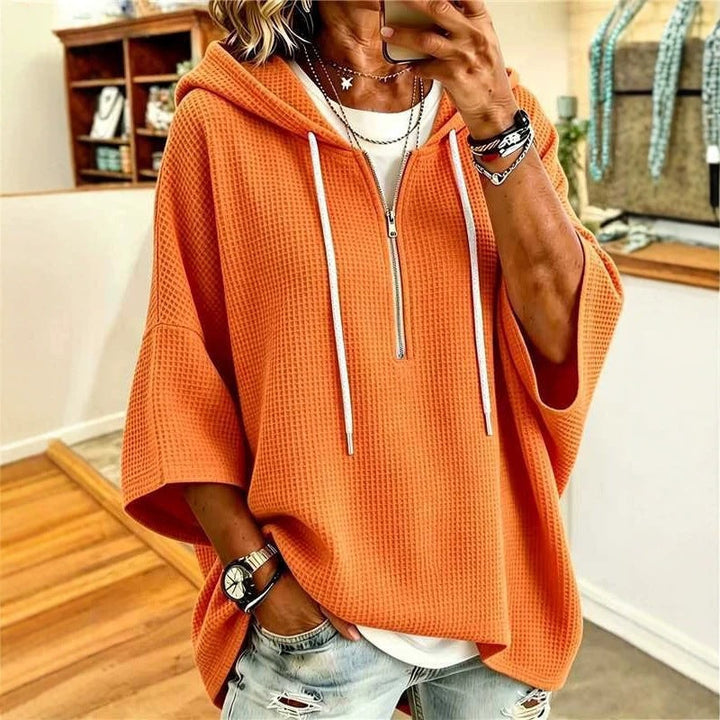 2026 European And American Women's Clothing Amazon Independent Station Knitted New Hooded Sweater Loose Casual Zipper