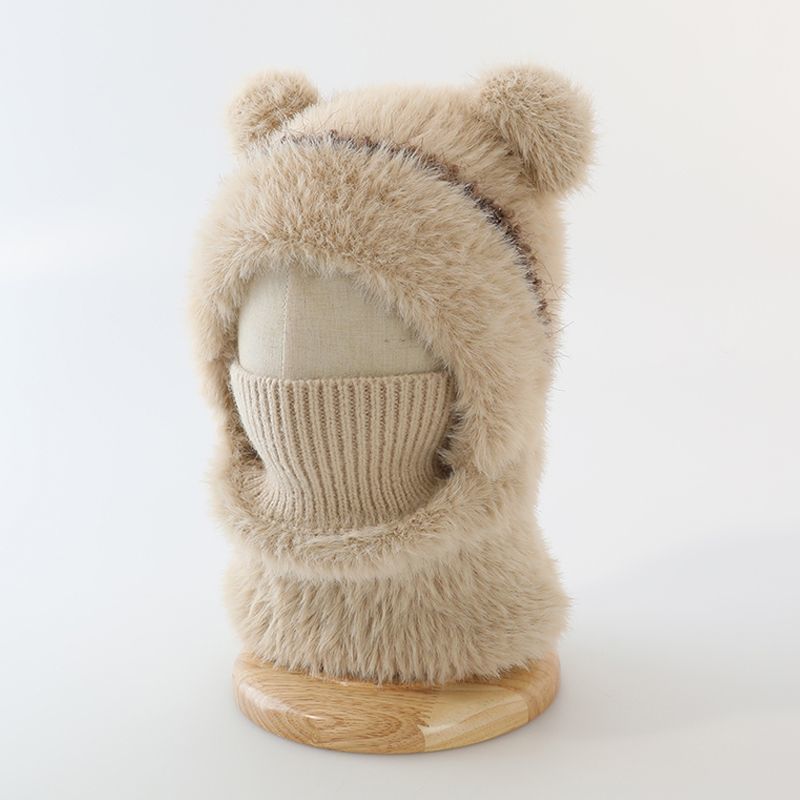 Warm, Windproof Knitted Wool Hat With Ear pom poms