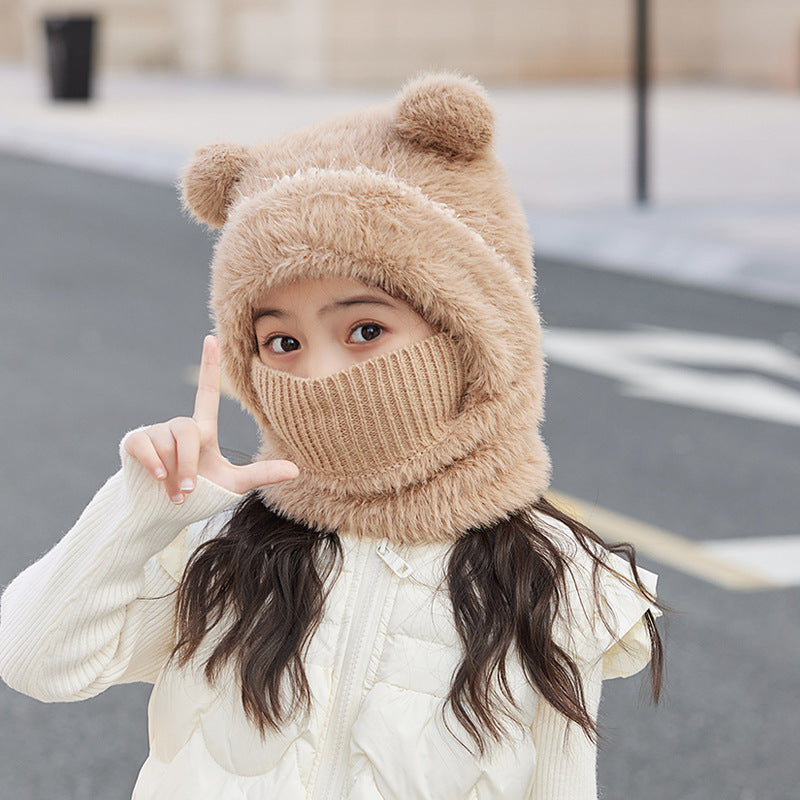 Warm, Windproof Knitted Wool Hat With Ear pom poms