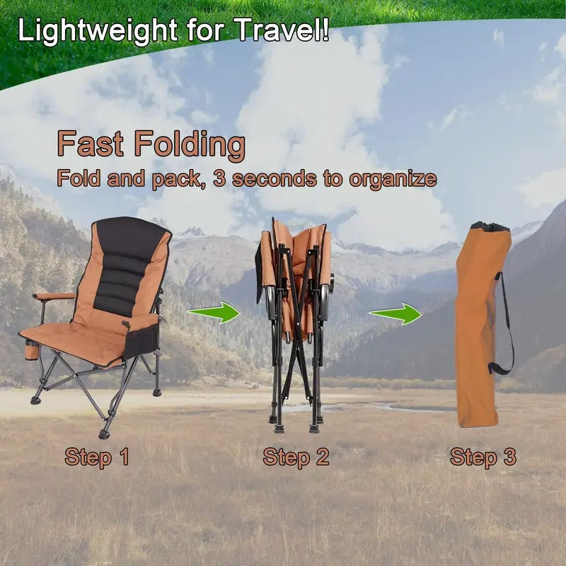 Heavy Duty Outdoor Folding Camping Chair with Adjustable Backrest