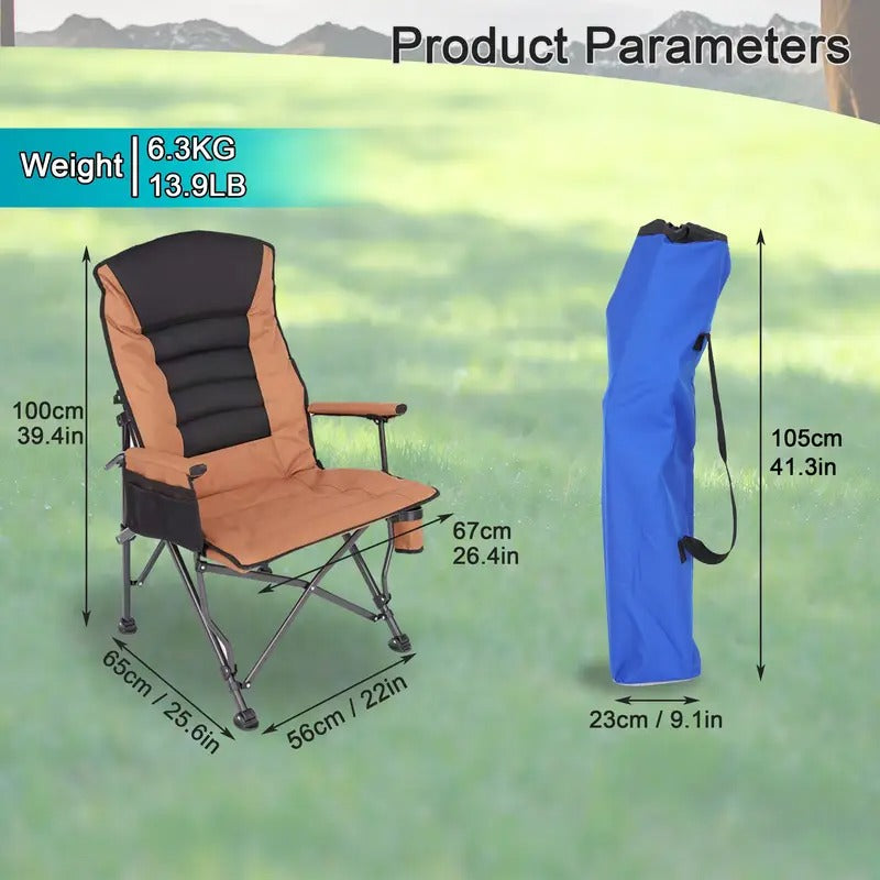 Heavy Duty Outdoor Folding Camping Chair with Adjustable Backrest