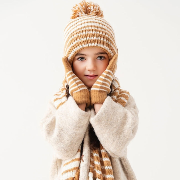 Cross-border Exclusive Childrens set of  Knit Warm Hats, gloves & scarf For Kids