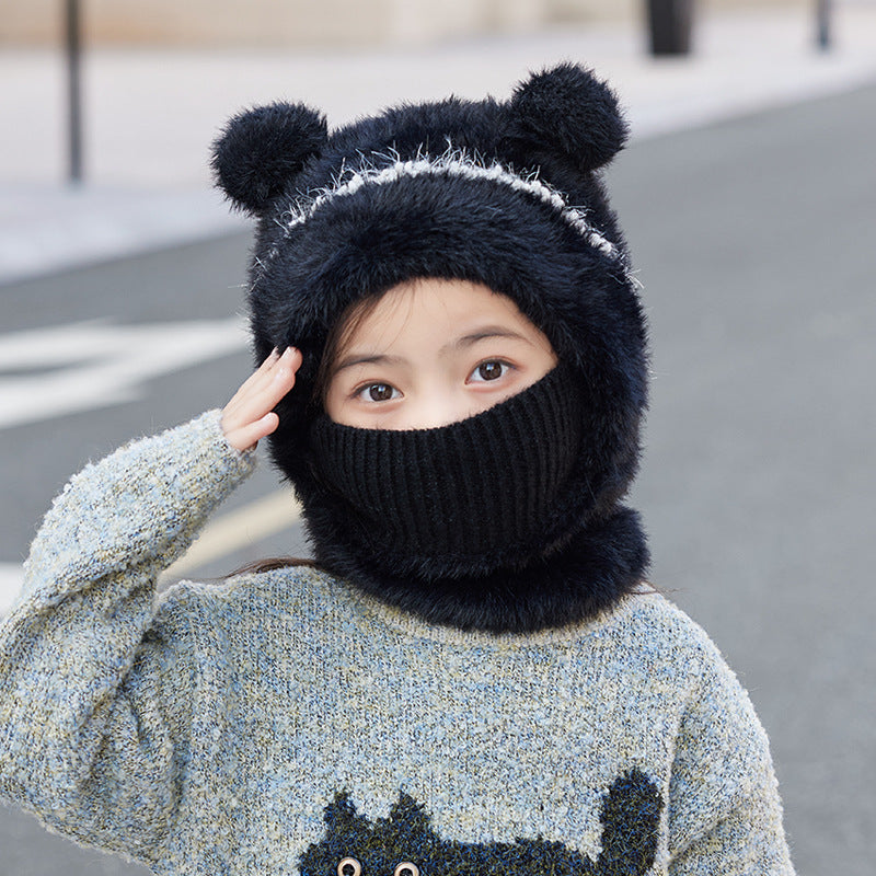 Warm, Windproof Knitted Wool Hat With Ear pom poms